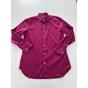 Bonobos Button Up Shirt Tailored Fit Burgundy Check 15.5/32 Cotton Nylon Stretch